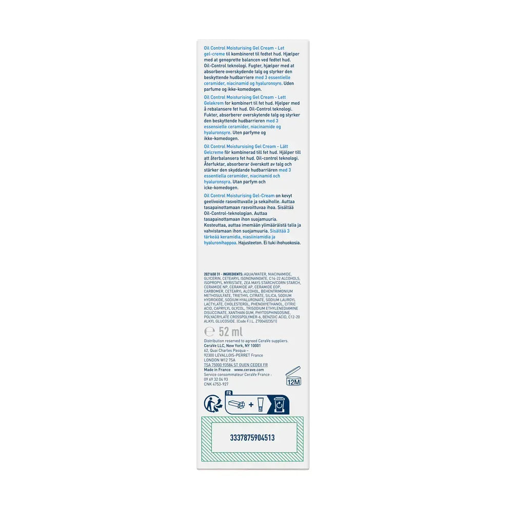 CeraVe Oil Control Gel-Crema Hidratante x52ml