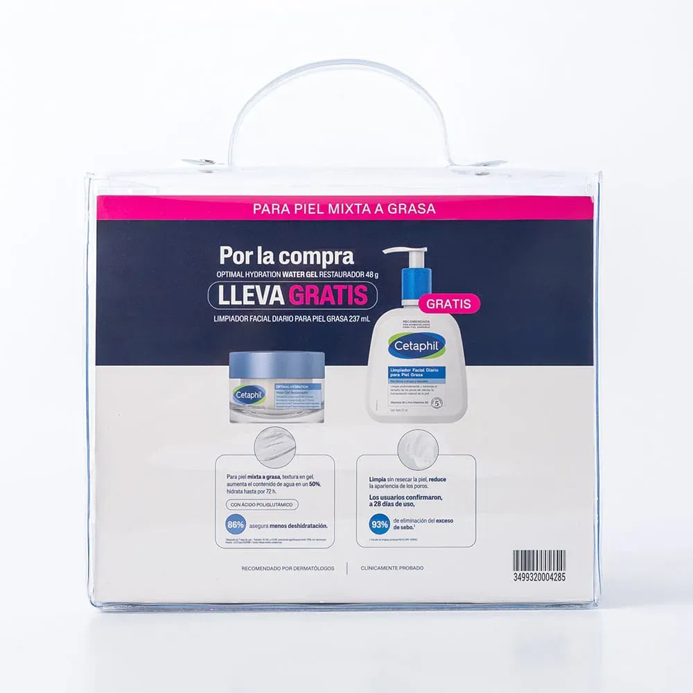 Kit Piel Grasa Cetaphil Limpiador Piel Grasa x237ml + Optimal Hydration Water Gel x48g