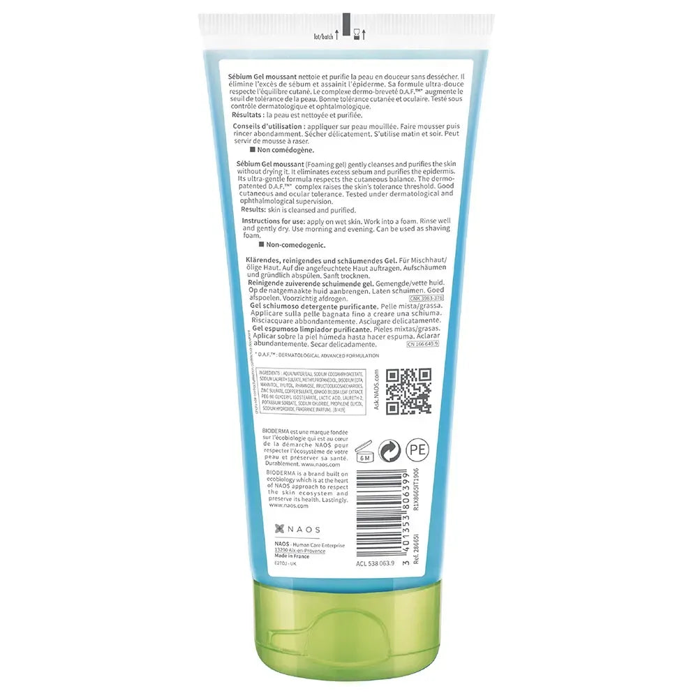 Bioderma Sébium Gel Limpiador Espumoso x200ml