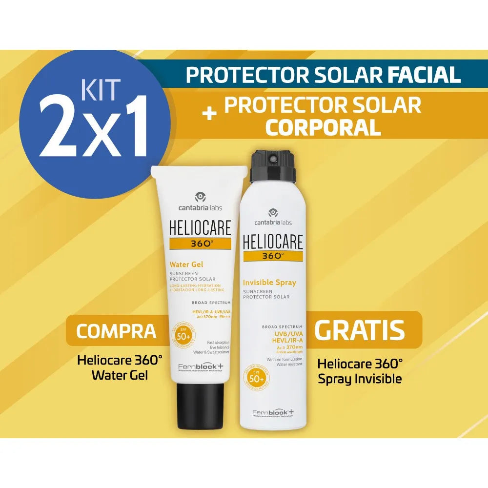 Kit Heliocare 360° Water Gel SPF50+ x50ml Gratis Heliocare 360° Spray Invisible x200ml