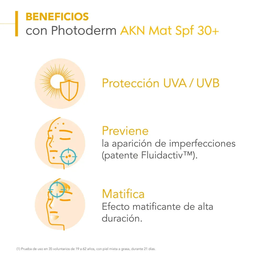Bioderma Fotoprotector Photoderm AKN Fluido Anti-Imperfecciones Matificante SPF30+ x40ml
