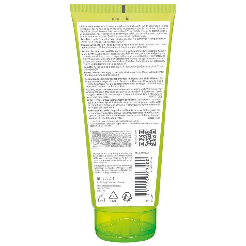 Bioderma Sébium Actif Gel Limpiador Espumoso x200ml