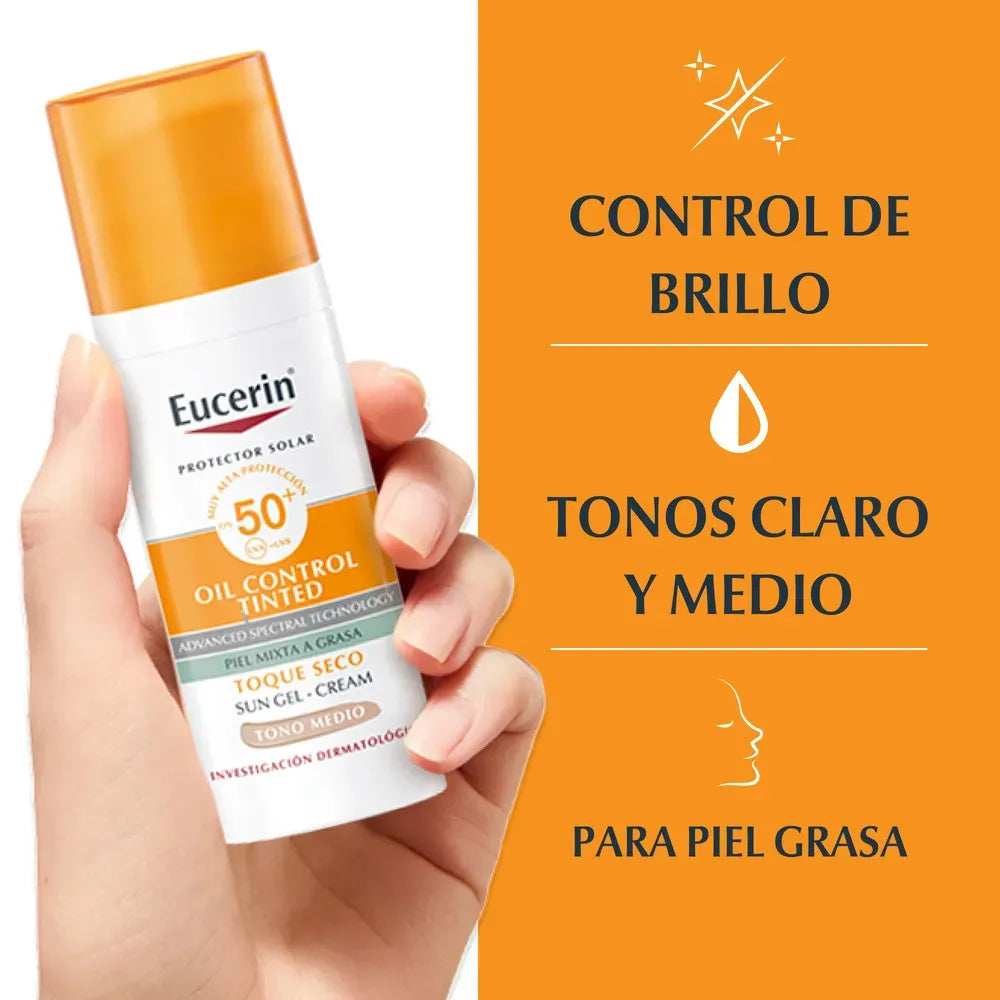 Protector Solar Eucerin Toque Seco Tono Medio SPF 50+ de 50 ml