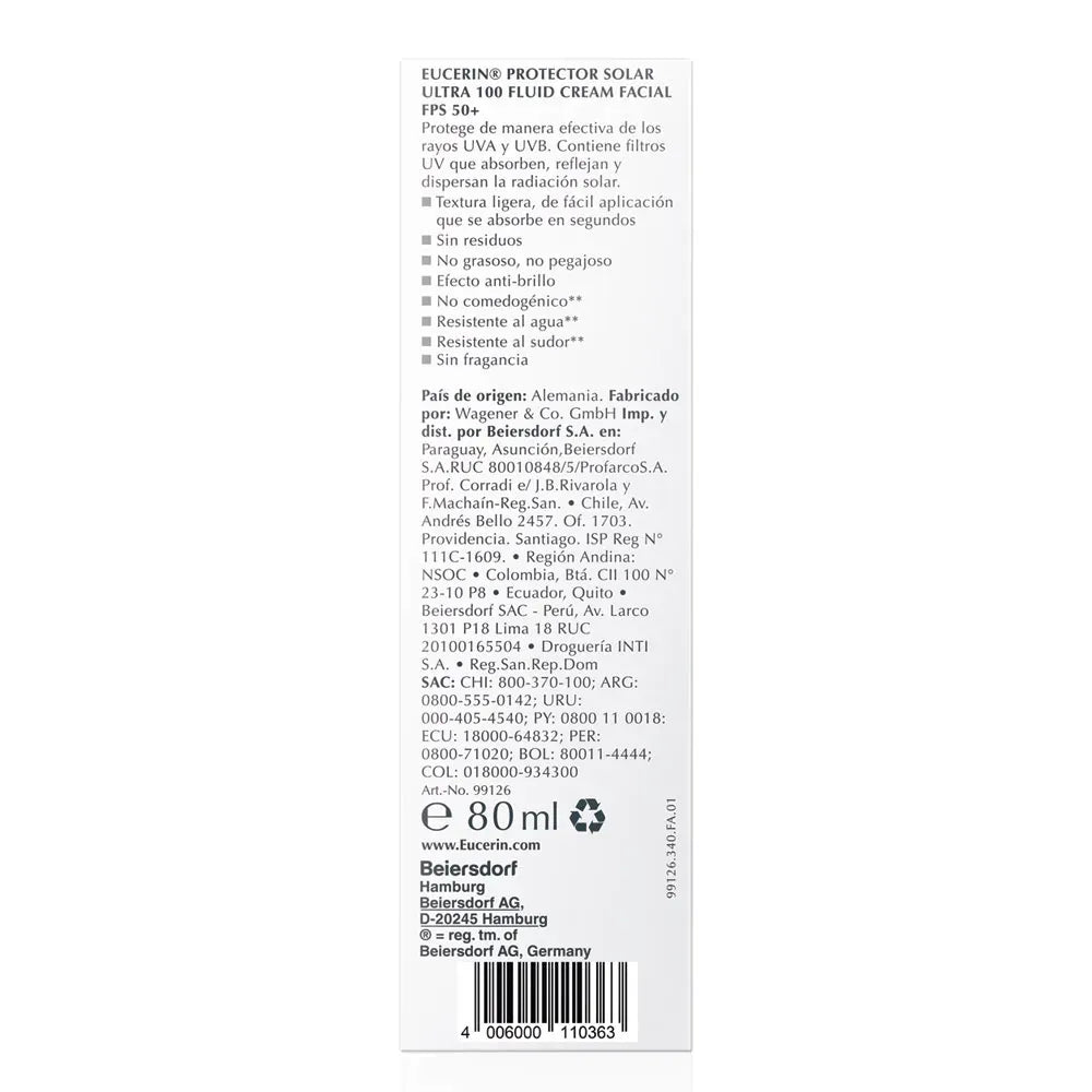 Eucerin Protector Solar Ultra 100 Fluid 80 ml SPF 50+