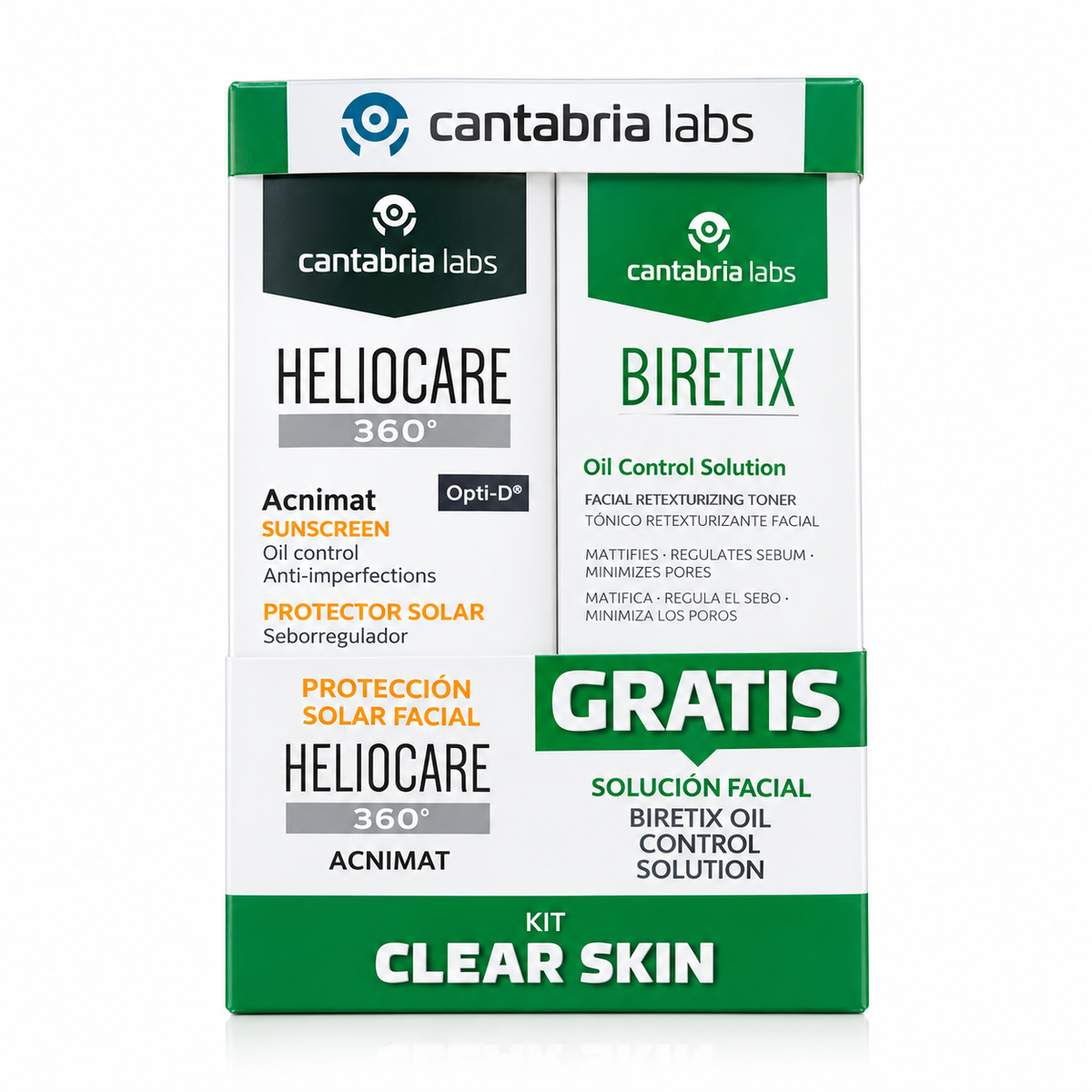 Kit heliocare 360° acnimat protector solar SPF 50+gratis biretix oil control solution