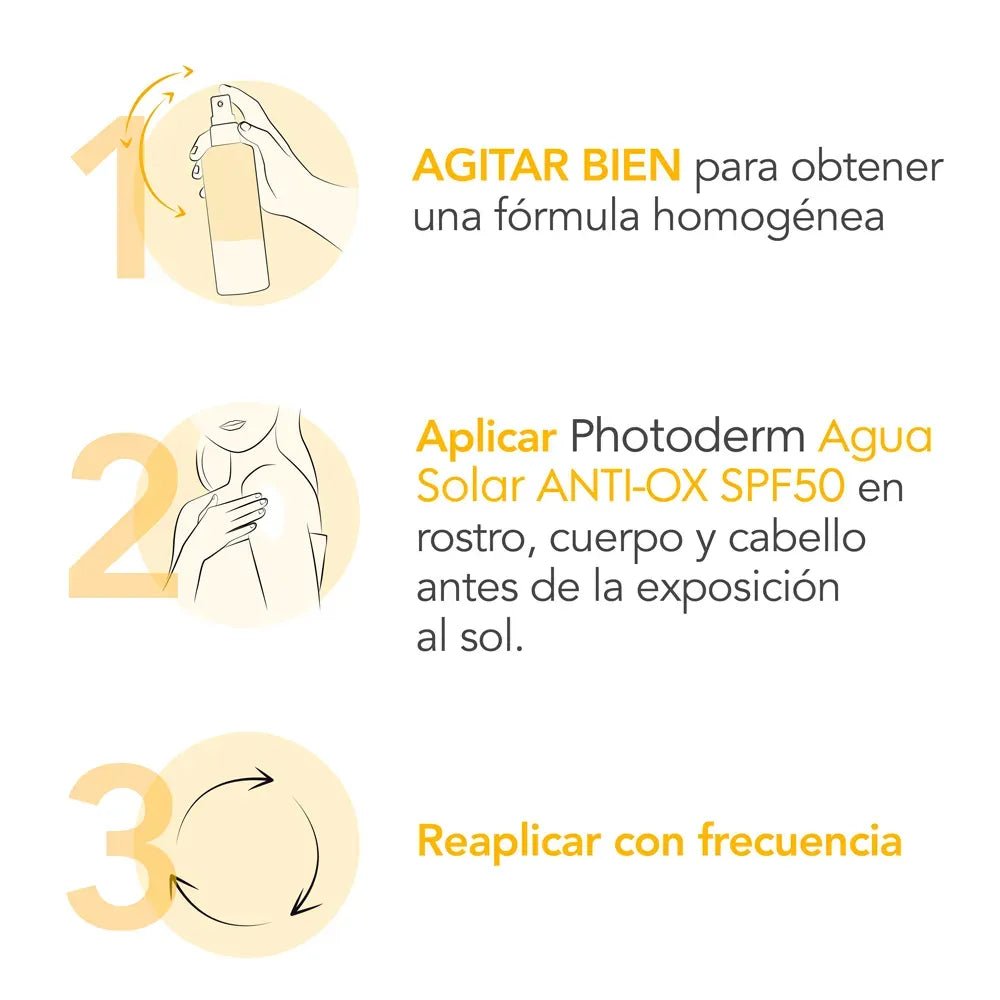 Bioderma Fotoprotector Photoderm Agua Solar Anti - OX SPF50+ x200ml - TIENDA PIEL