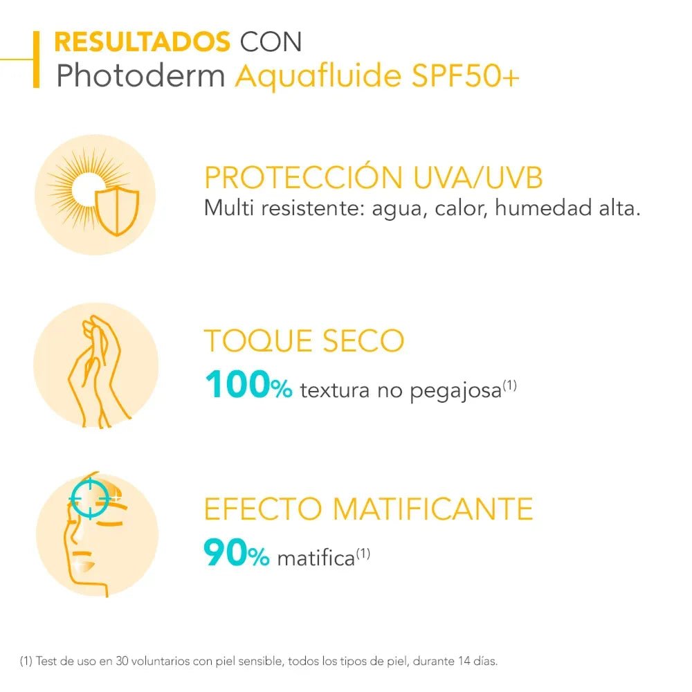 Bioderma Fotoprotector Photoderm Aquafluido SPF50+ con Color Tono Dorado x40ml - TIENDA PIEL