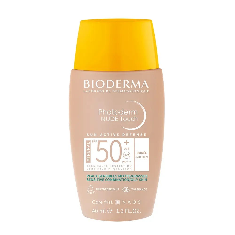 Bioderma Fotoprotector Photoderm NUDE Touch Mineral SPF50+ con Color Tono Dorado x40ml - TIENDA PIEL