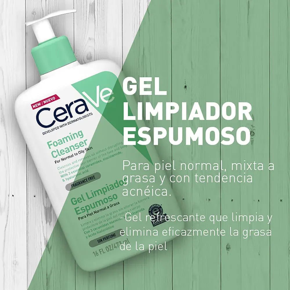 CeraVe Gel Limpiador Espumoso x473ml - TIENDA PIEL