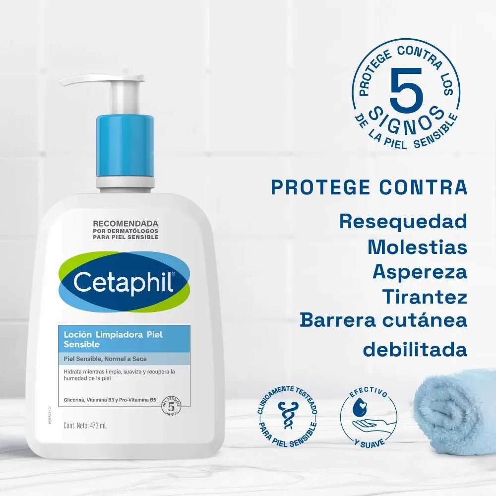 Cetaphil Loción Limpiadora Piel Sensible x437ml - TIENDA PIEL