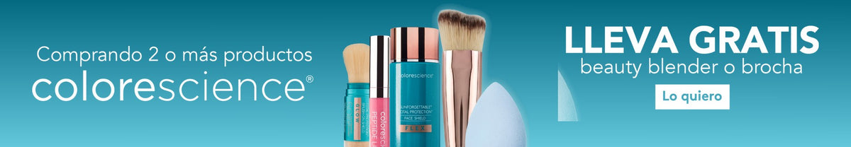 Colorescience: comprando 2 o más productos lleva gratis beauty blender o brocha - Tienda Piel