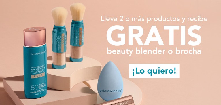 Colorescience: lleva 2 o más productos y recibe gratis beauty blender o brocha - Tienda Piel