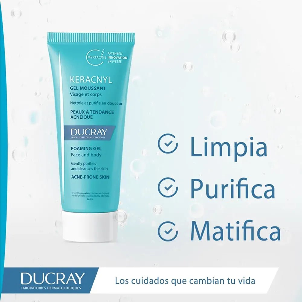 Ducray Keracnyl Gel Limpiador Espumoso x200ml - TIENDA PIEL