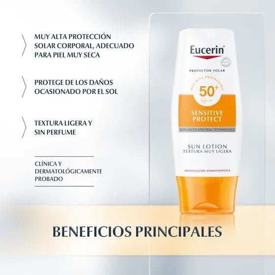 Eucerin Protector Solar corporal sensitive protect Sun light Lotion SPF 50+ 150ml - TIENDA PIEL