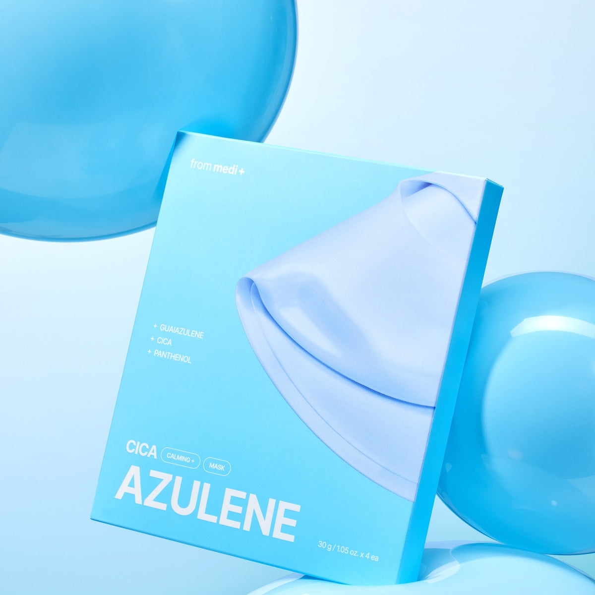 from medi+ Azulene Cica Calming Mask, caja x 4 sachets de mascarilla hidrogel calmante