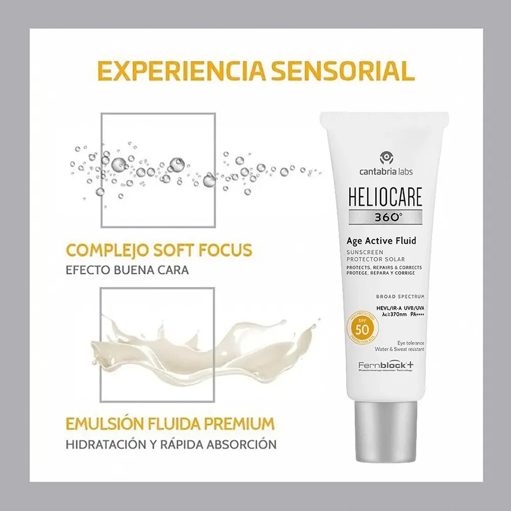 Heliocare 360° Fotoprotector Age Active Fluido SPF50+ x50ml - TIENDA PIEL