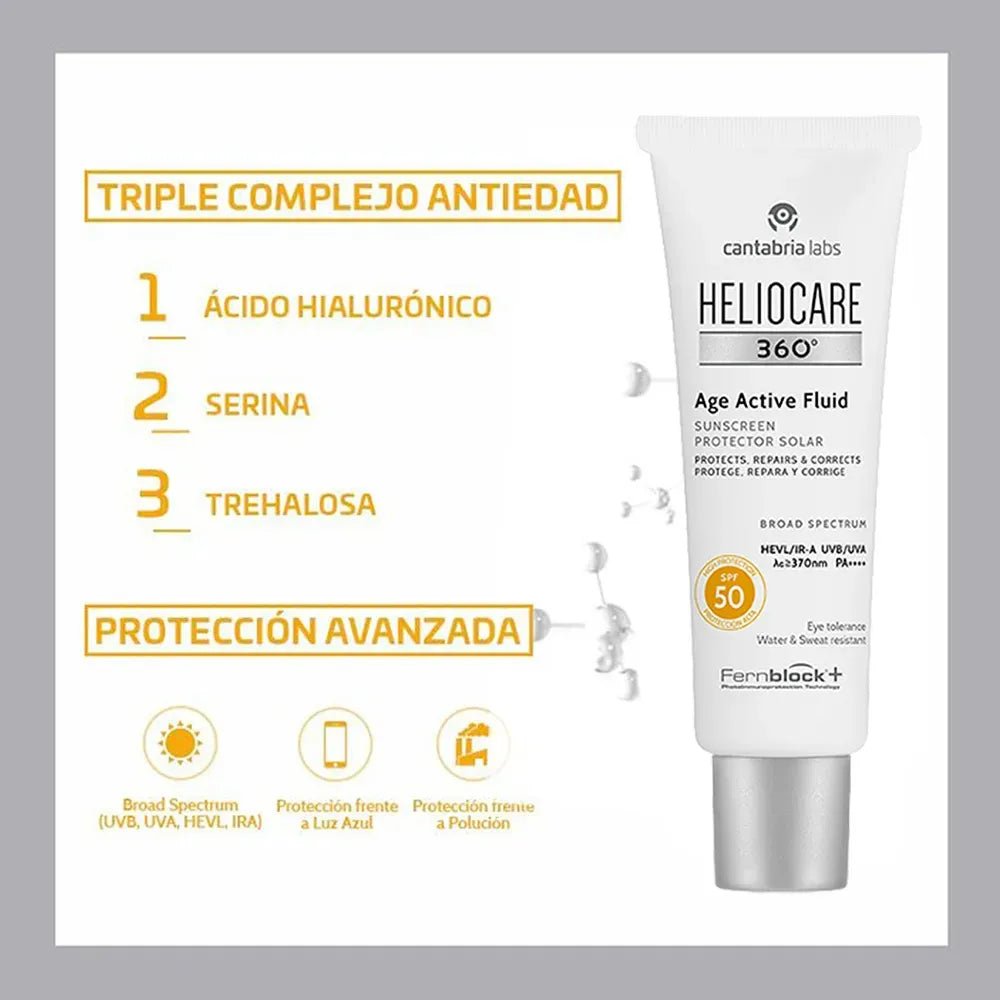 Heliocare 360° Fotoprotector Age Active Fluido SPF50+ x50ml - TIENDA PIEL