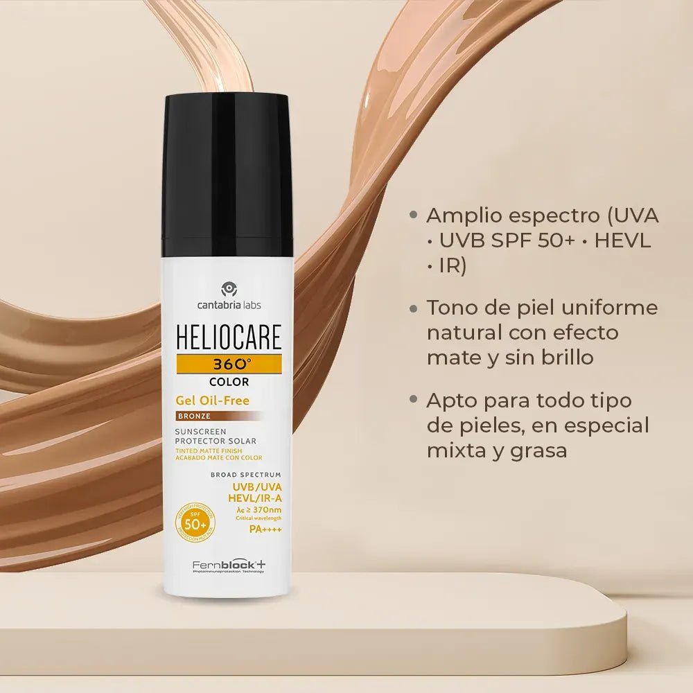 Heliocare 360° Fotoprotector Gel Oil Free Color Bronze SPF50+ x50ml - TIENDA PIEL