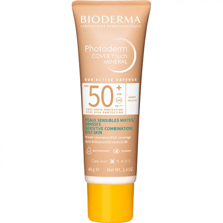 Bioderma Fotoprotector Photoderm Cover Touch Mineral con Color Tono Dorado SPF50+ x40g