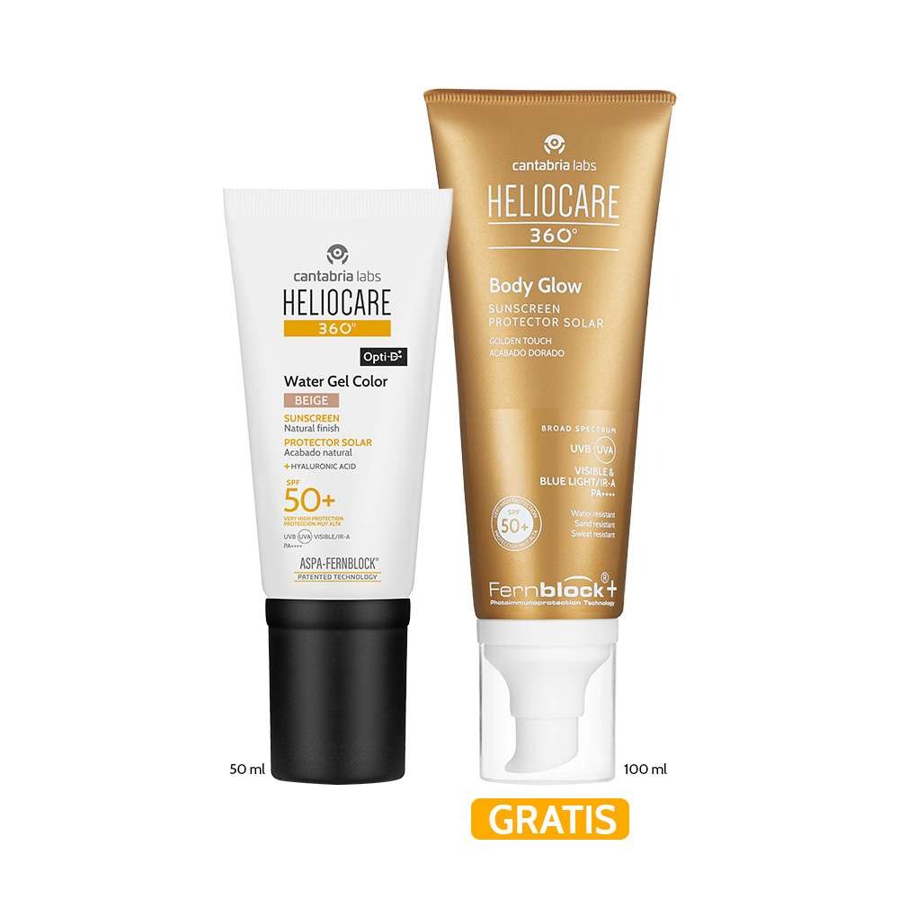 KIT HELIOCARE 360° Water Gel Spf 50+ Color Beige + Heliocare 360° Body Glow Spf50+