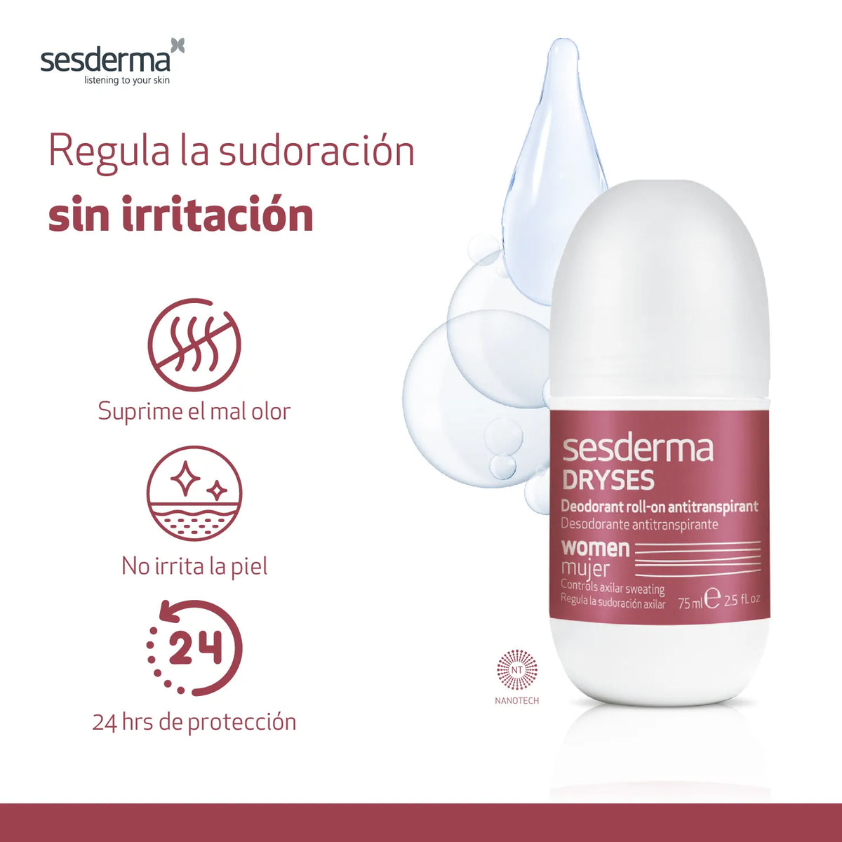 Sesderma Dryses Desodorante Roll On Mujer x75ml