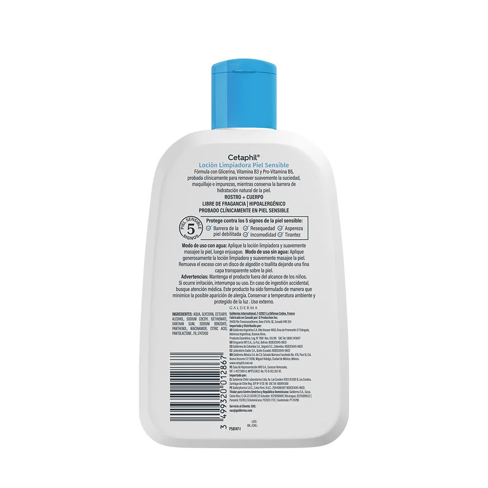Cetaphil Loción Limpiadora Piel Sensible x437ml