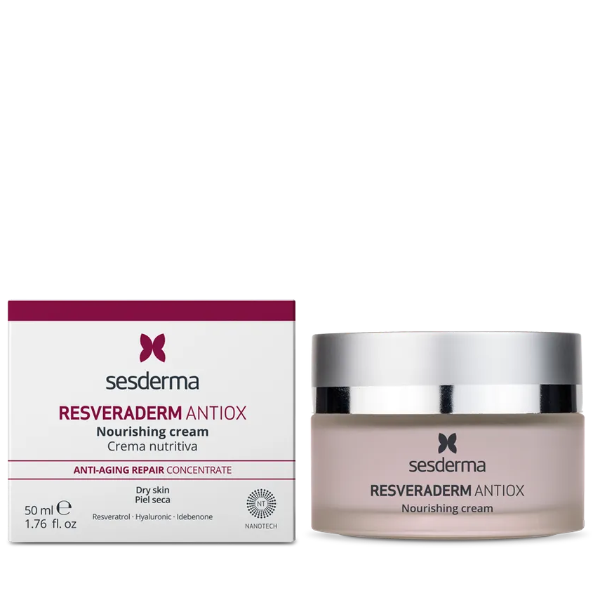Crema nutritiva antiedad Resveraderm 50ml - envase y caja Sesderma Resveraderm Antiox nutritiva para piel seca y madura