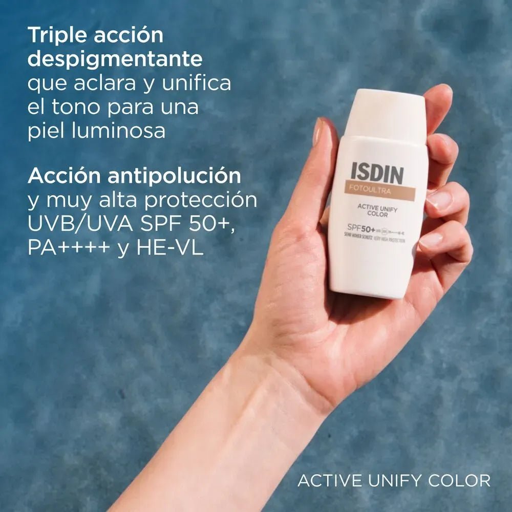 Isdin Fotoprotector Fotoultra Active Unify Despigmentante con Color SPF50+ x50ml - TIENDA PIEL