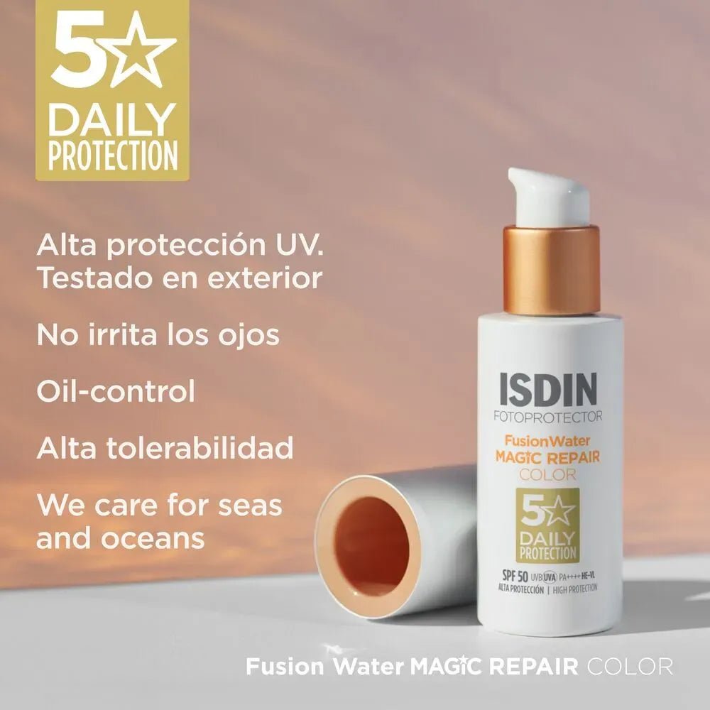 Isdin FusionWater Magic Repair con Color SPF50+ x50ml - TIENDA PIEL