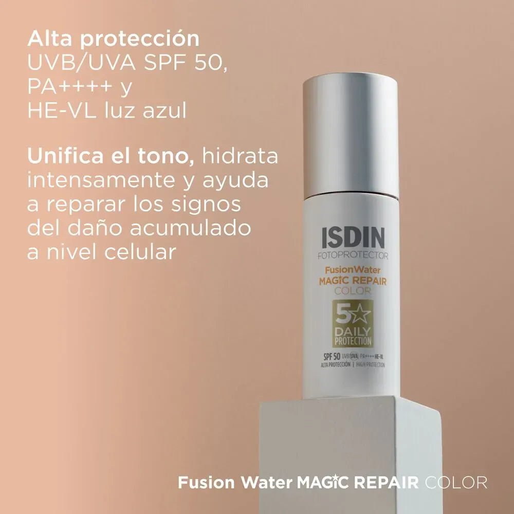 Isdin FusionWater Magic Repair con Color SPF50+ x50ml - TIENDA PIEL
