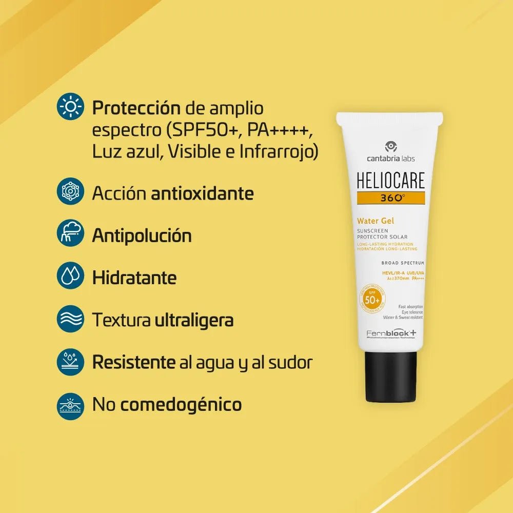 Kit Heliocare 360° Water Gel SPF50+ x50ml Gratis Heliocare 360° Spray Invisible x200ml - TIENDA PIEL
