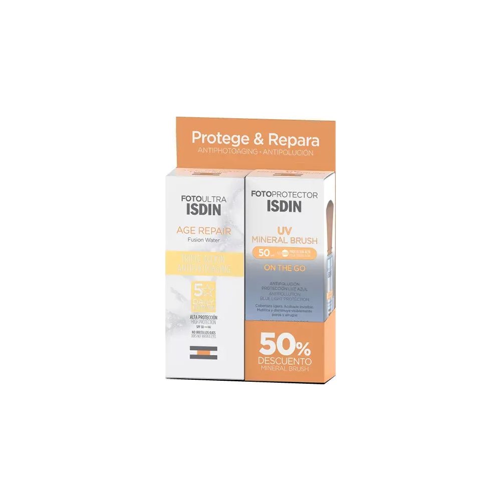 Kit Isdin Age Repair SPF50+ x50ml + Isdin Mineral Brush SPF50+ x2g - TIENDA PIEL