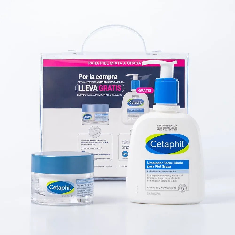 Kit Piel Grasa Cetaphil Limpiador Piel Grasa x237ml + Optimal Hydration Water Gel x48g - TIENDA PIEL