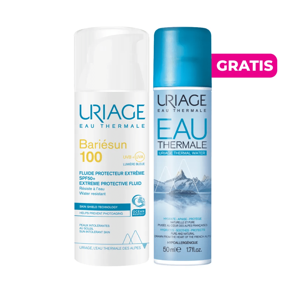 Kit Uriage Bariesun 100 Fluido Protector SPF50+ x50ml + Gratis Uriage Agua Termal Spray x50ml - TIENDA PIEL