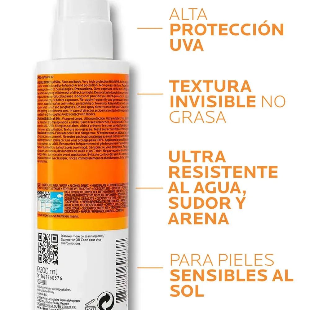 La Roche Posay Anthelios Invisible Spray Shaka SPF50+ x200ml - TIENDA PIEL