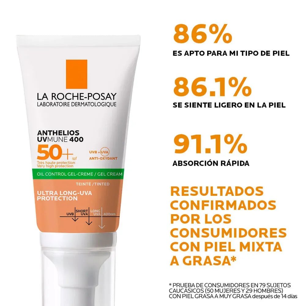 La Roche Posay Anthelios UVMune 400 Oil Control Toque Seco SPF50+ Color x50ml - TIENDA PIEL