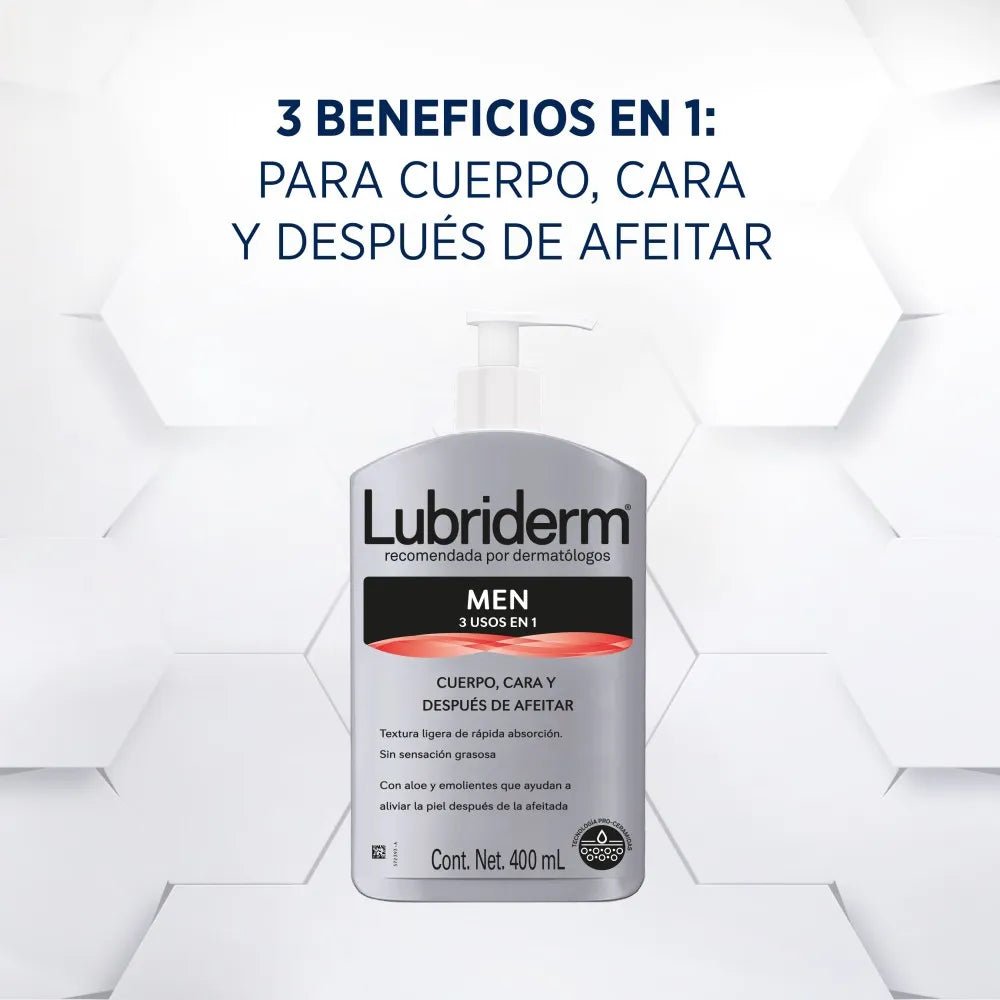 Lubriderm crema men 3 en 1 x400ml - TIENDA PIEL
