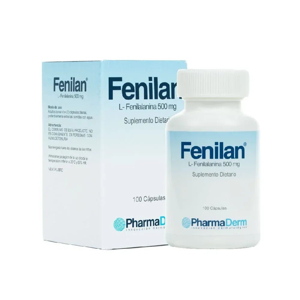 Pharmaderm Fenilan (Fenilalanina 500mg) x100 capsulas - TIENDA PIEL