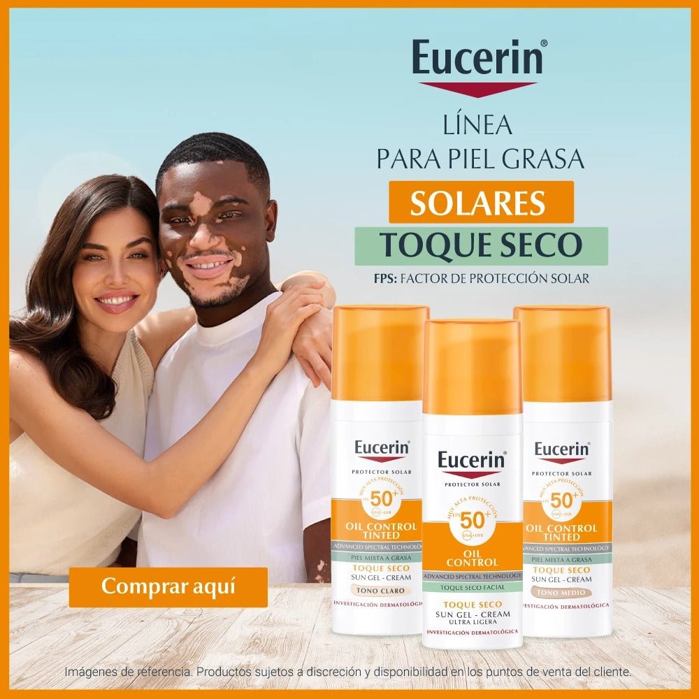 Protector Solar Eucerin Oil Control FPS50+ toque tono Claro - TIENDA PIEL