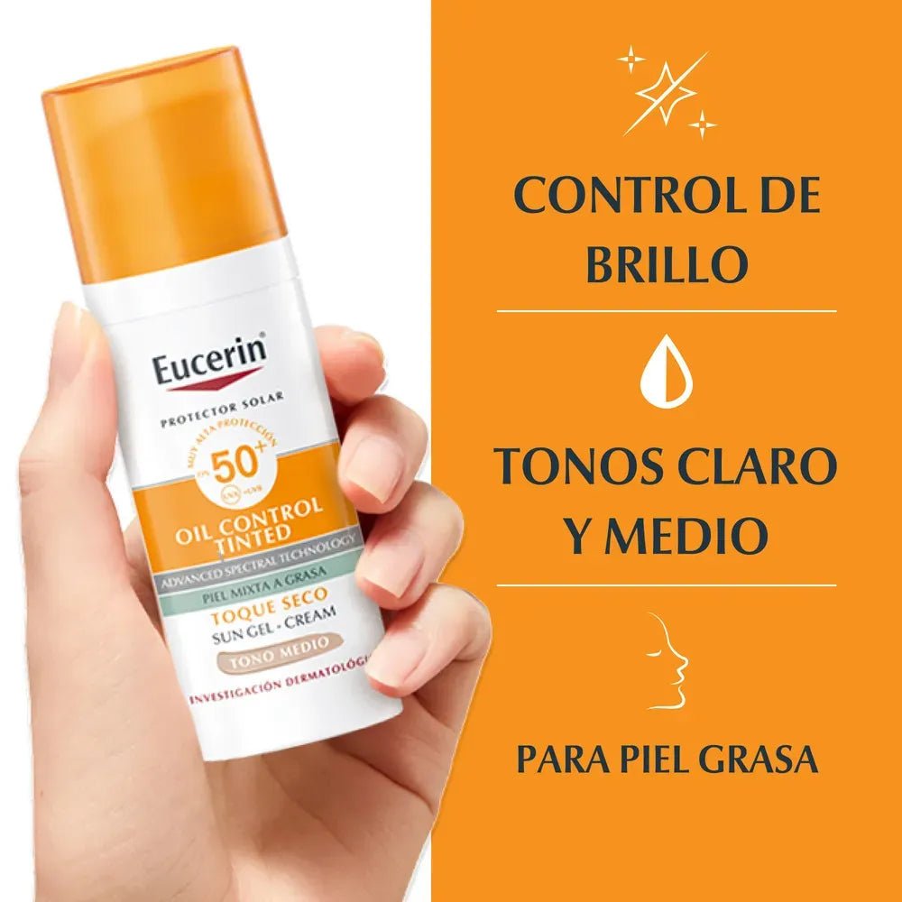 Protector Solar Eucerin Oil Control FPS50+ toque tono Claro - TIENDA PIEL
