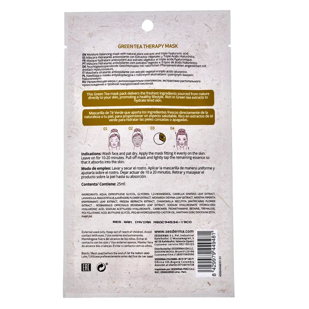 Sesderma beauty treats mascarilla de té verde 1 und - TIENDA PIEL