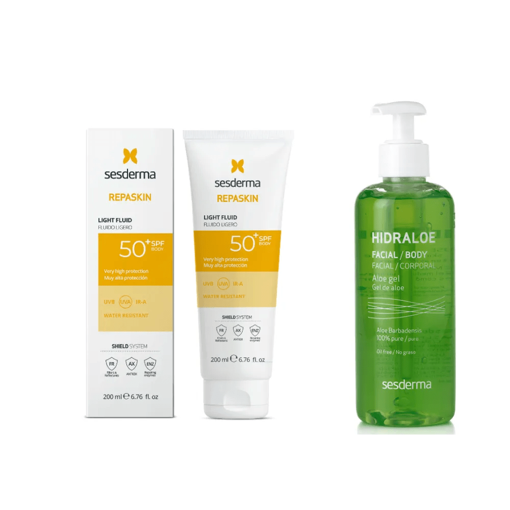 Sesderma Kit Repaskin Fluido Ligero x200ml + Hidraloe Gel de Aloe x250ml - TIENDA PIEL