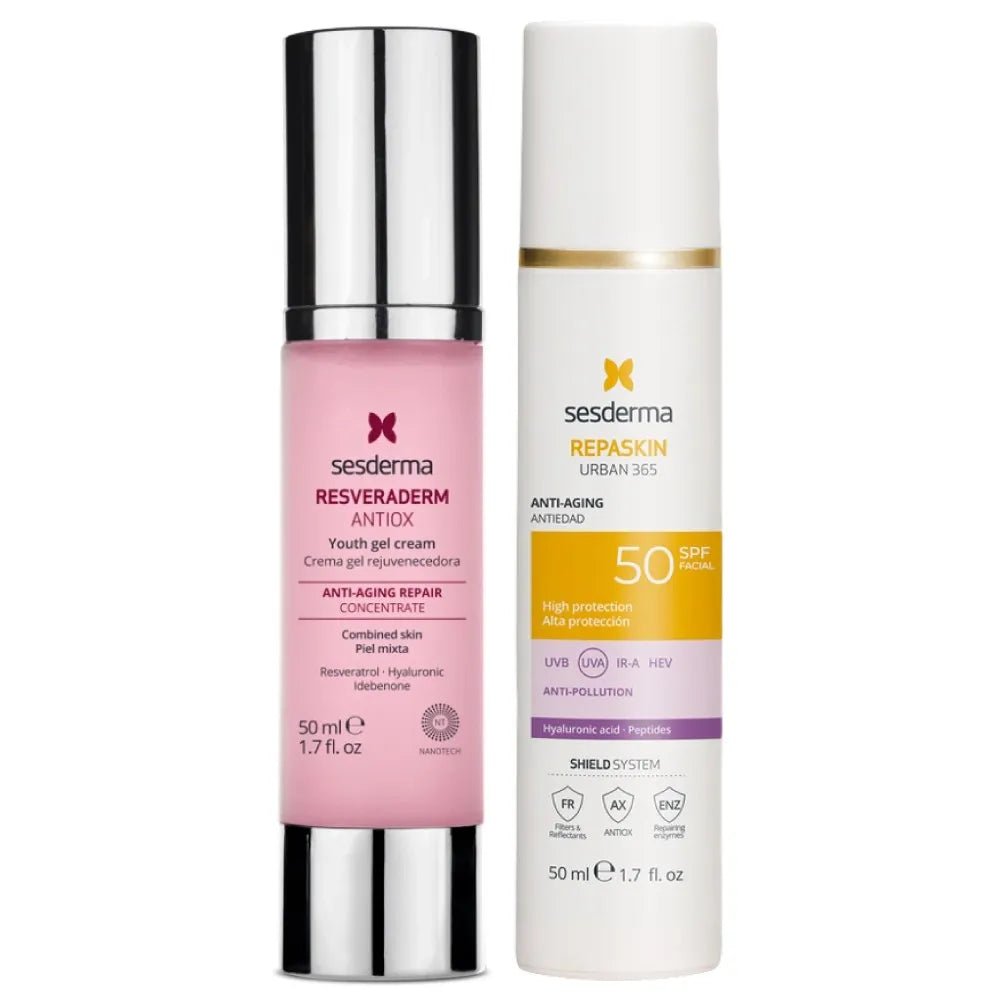 Sesderma Kit Resveraderm Crema Gel x50ml + Gratis Fotoprotector Repaskin Urban Antiedad x50ml - TIENDA PIEL