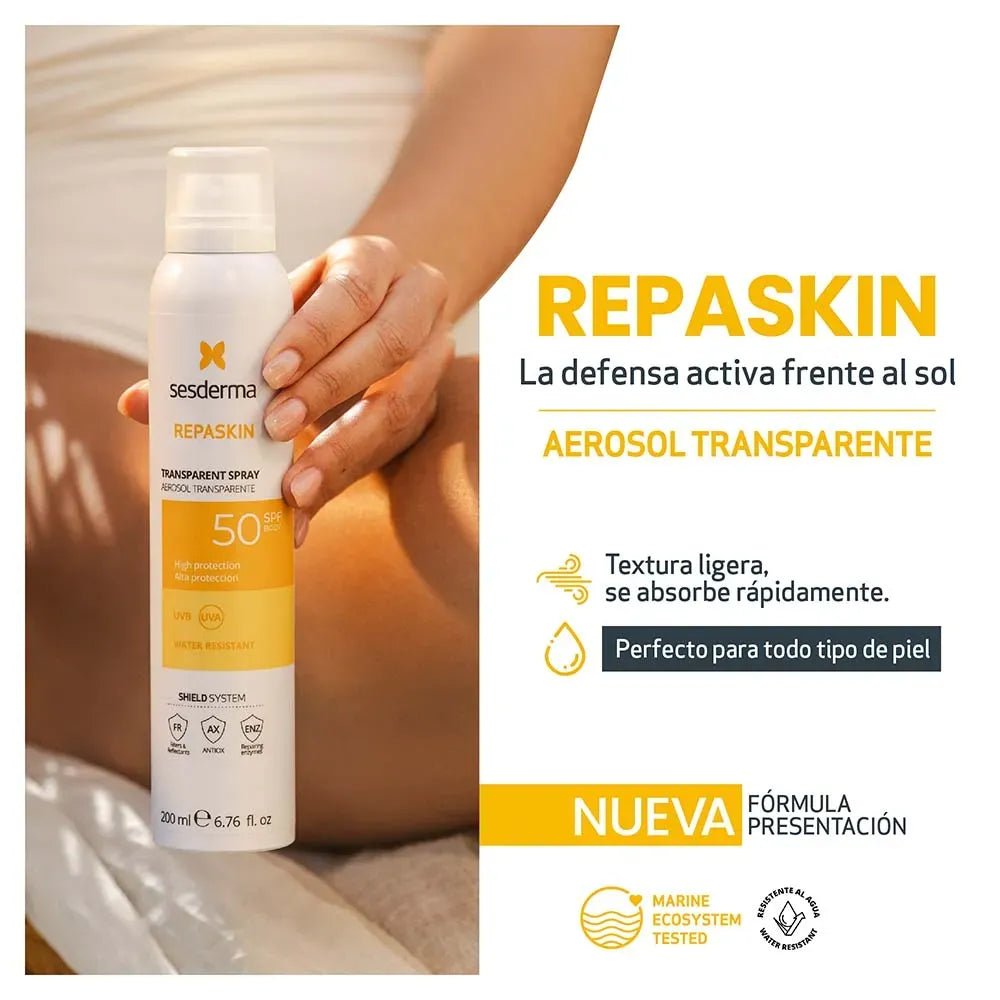 Sesderma Repaskin Fotoprotector Spray Transparente SPF50+ x200ml - TIENDA PIEL
