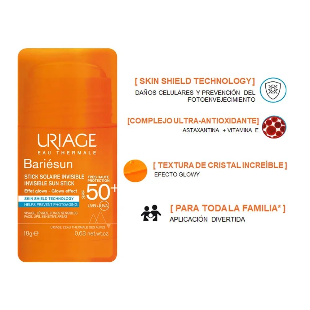 Uriage Bariésun Fotoprotector Stick Solar Invisible SPF50+ x18g - TIENDA PIEL