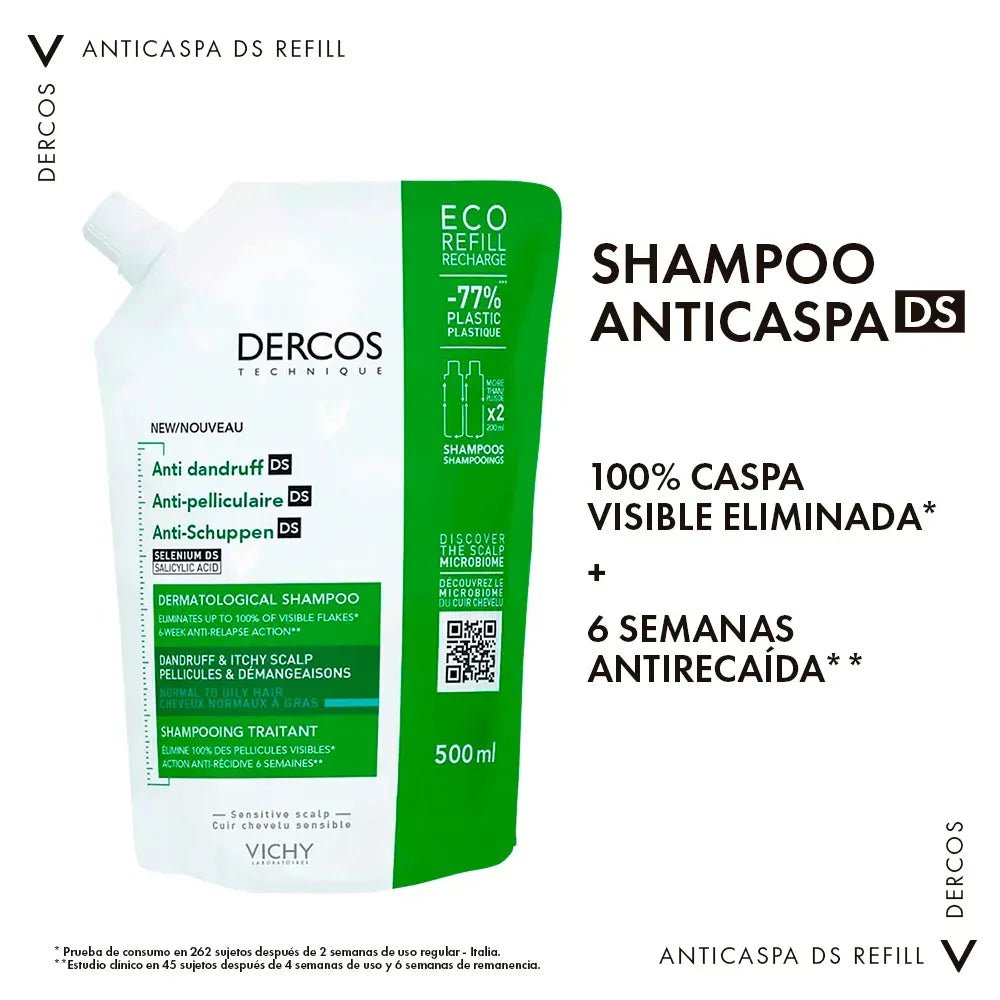 Vichy Dercos Technique Shampoo Anticaspa Refill x500ml - TIENDA PIEL
