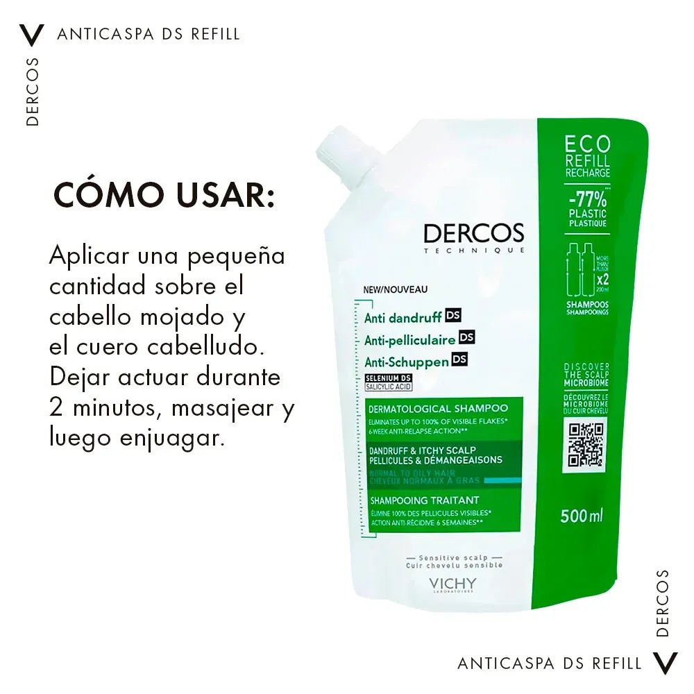 Vichy Dercos Technique Shampoo Anticaspa Refill x500ml - TIENDA PIEL