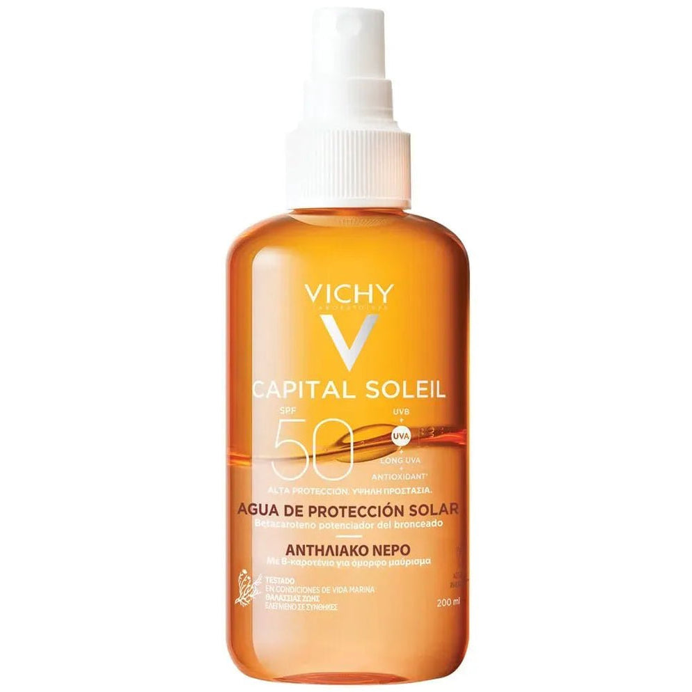 Vichy Fotoprotector Capital Soleil Agua Solar Protectora SPF50+ Bronceadora x200ml - TIENDA PIEL