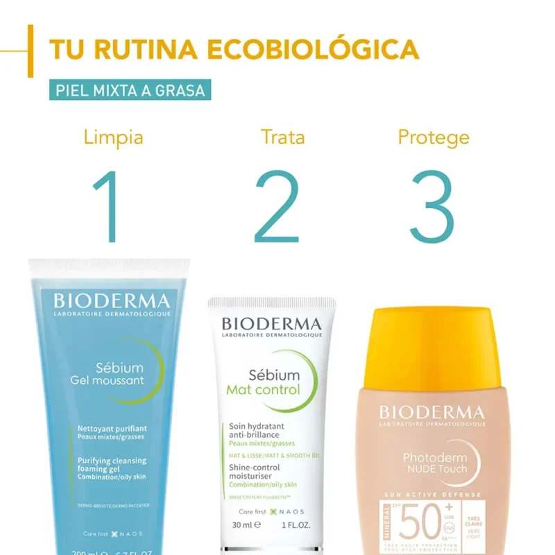 Bioderma Fotoprotector Photoderm NUDE Touch Mineral SPF50+ con Color Tono Muy Claro x40ml