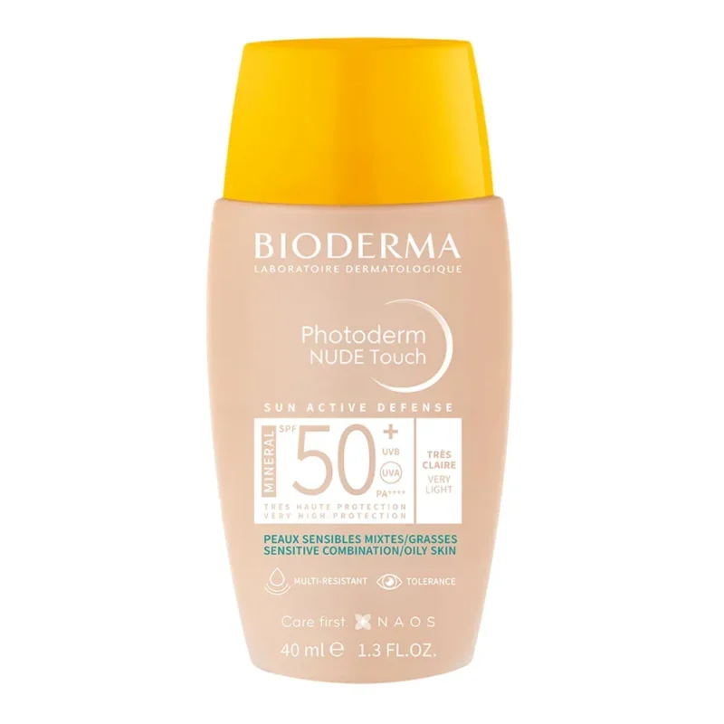 Bioderma Fotoprotector Photoderm NUDE Touch Mineral SPF50+ con Color Tono Muy Claro x40ml
